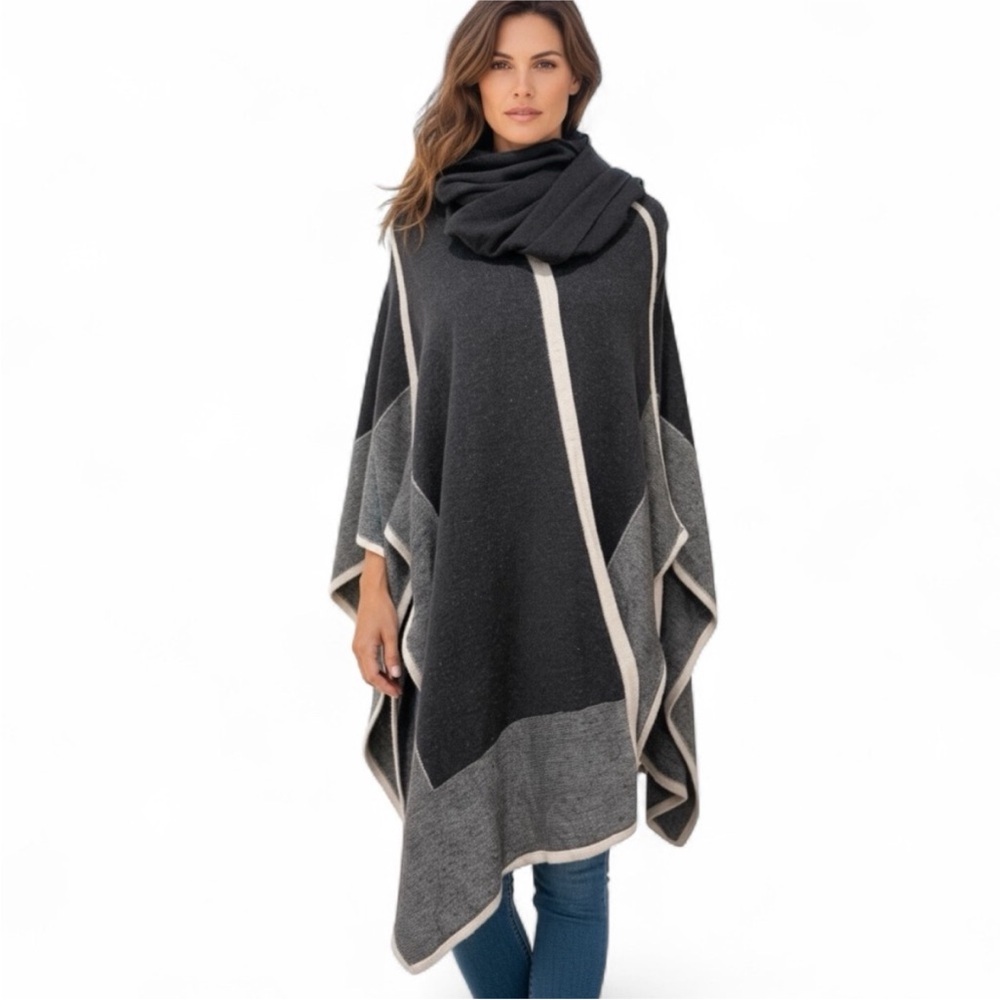 NIC+ZOE overlay Knit Cape with attached scarf